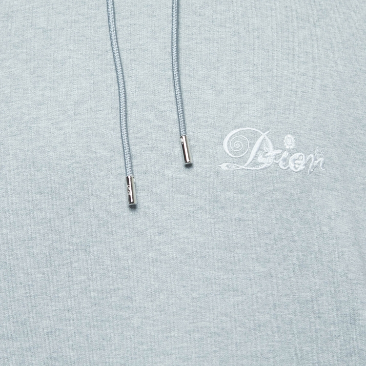 مملوكة مسبقًا Dior Homme Grey Logo Embroidered Cotton Hoodie L