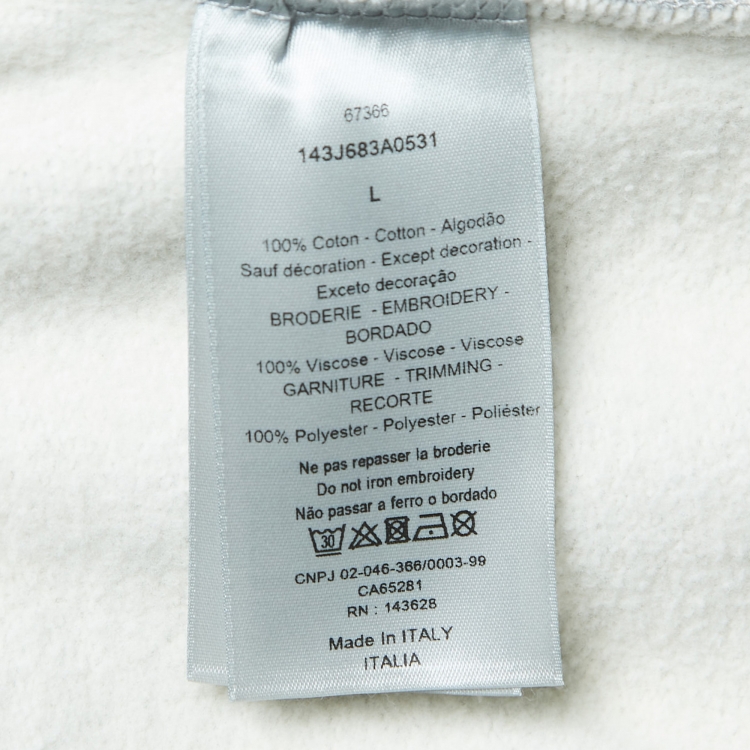 مملوكة مسبقًا Dior Homme Grey Logo Embroidered Cotton Hoodie L