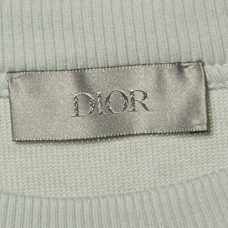 Pre Owned Dior Homme Logo printed Terry Cotton Crewneck T-Shirt S