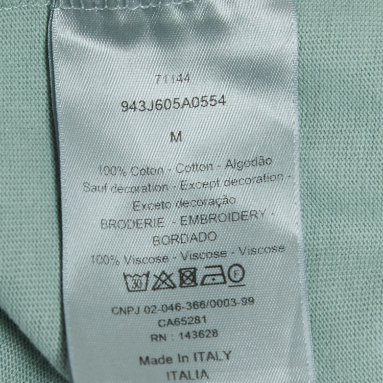 Pre Owned Dior Homme Pastel Green Logo Embroidered Cotton Crew Neck T-Shirt M