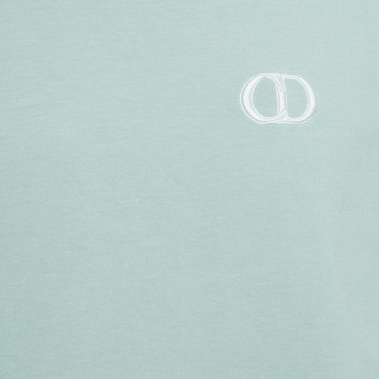 Pre Owned Dior Homme Pastel Green Logo Embroidered Cotton Crew Neck T-Shirt M