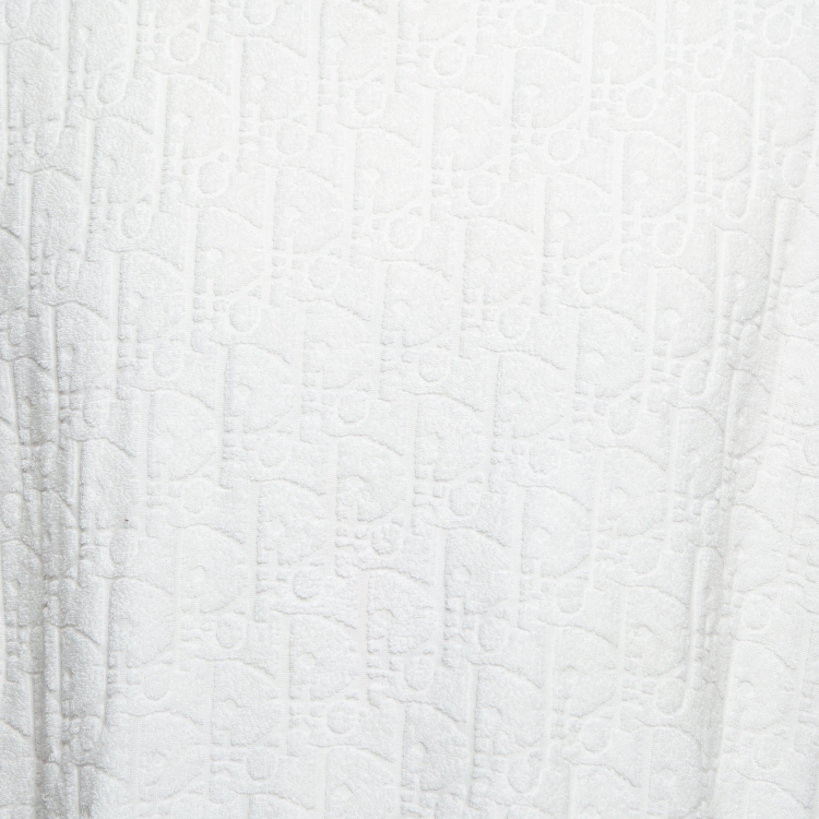 Pre Owned Dior Homme White Logo Jacquard Knit Cotton T-Shirt L