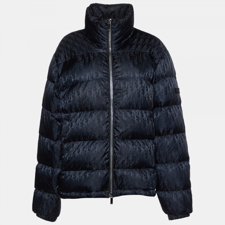 Pre Owned Dior Homme Black Oblique Nylon Down Jacket L