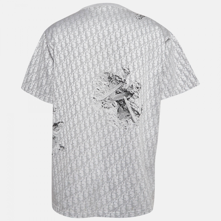 Pre Owned Dior X Daniel Arsham Grey Oblique Jacquard Knit T-Shirt XXXL