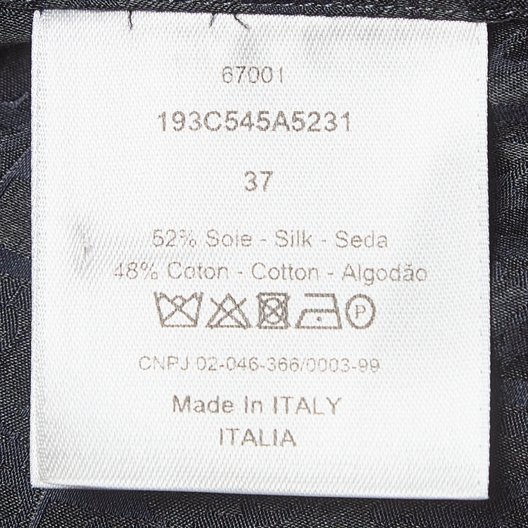Pre Owned Dior Navy Blue Monogram Patterned Silk Blend Buttoned Up Shirt XXS