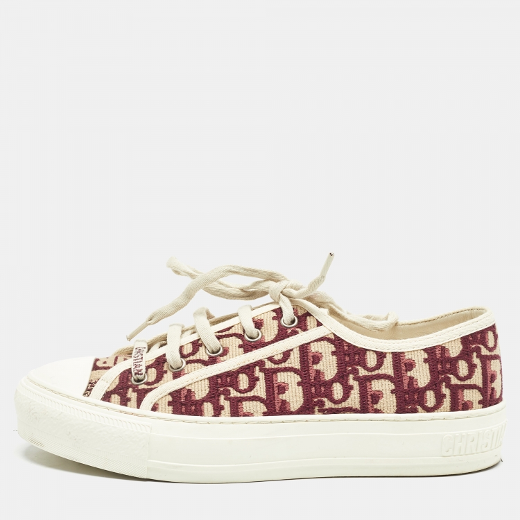 Pre Owned Dior Two Tone Canvas Walk'n'Dior Sneakers Size 37