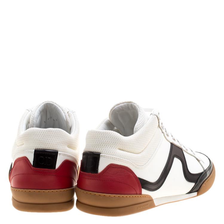 Pre Owned Dior Homme Tri Color Leather and Mesh High Top Sneakers Size 43