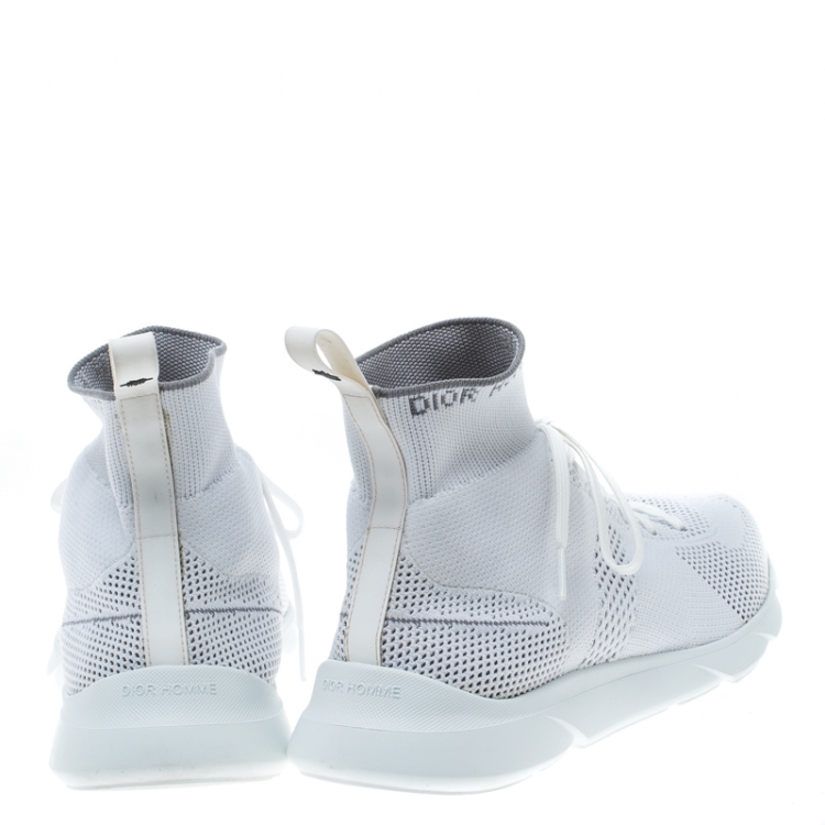 Pre Owned Dior White/ Grey Knit B21 Socks High Top Sneakers Size 42