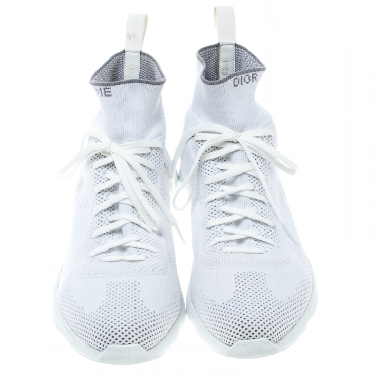 Pre Owned Dior White/ Grey Knit B21 Socks High Top Sneakers Size 42