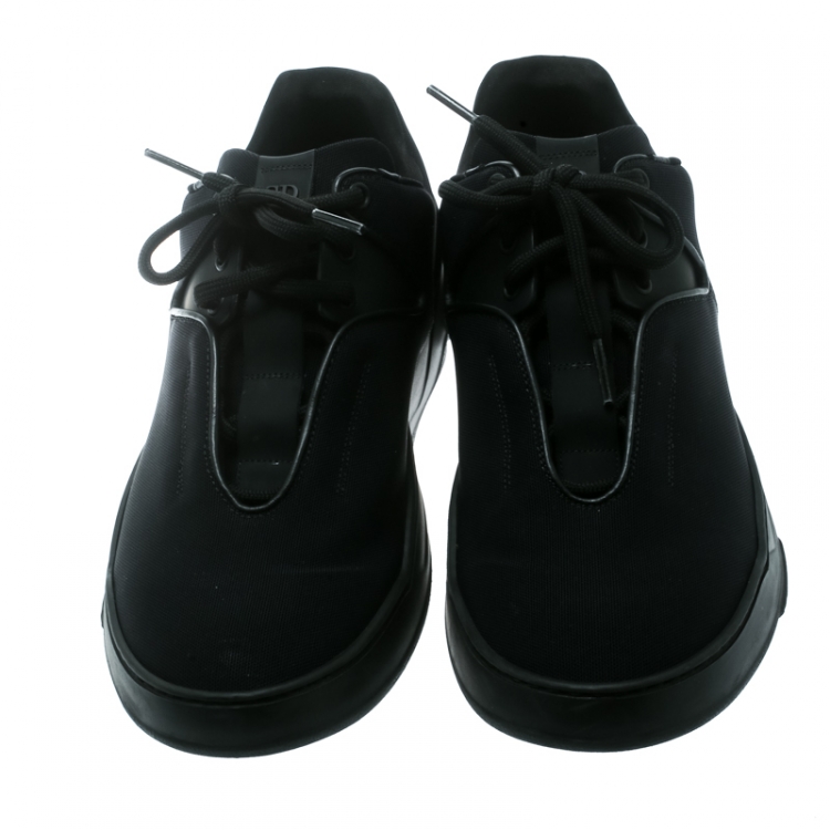 Pre Owned Dior Black Canvas And Leather Lace Up  Sneakers Size 41