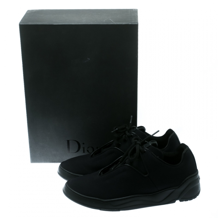 Pre Owned Dior Black Canvas And Leather Lace Up  Sneakers Size 41