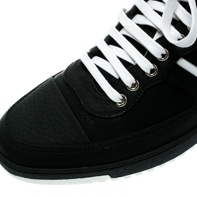Pre Owned Dior Homme Monochrome Leather High Top Sneakers Size 42.5