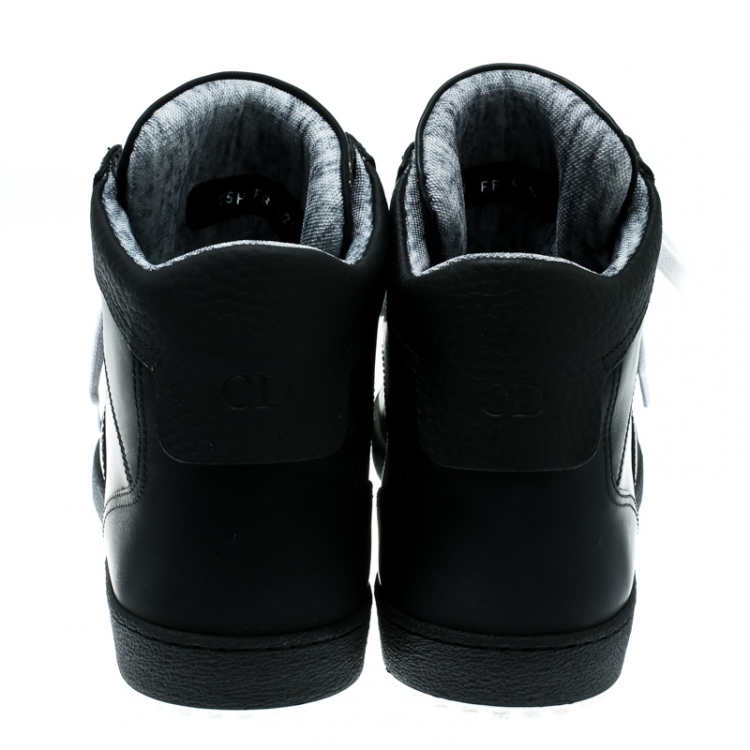 Pre Owned Dior Homme Monochrome Leather High Top Sneakers Size 42.5