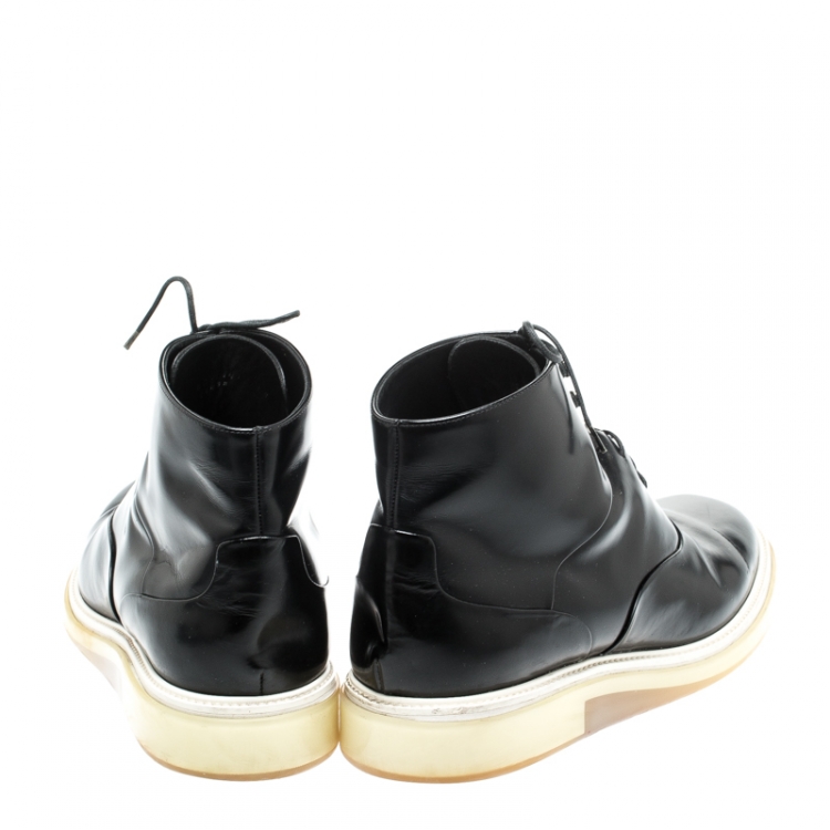 Pre Owned Dior Black Leather Ankle Boots Size 43