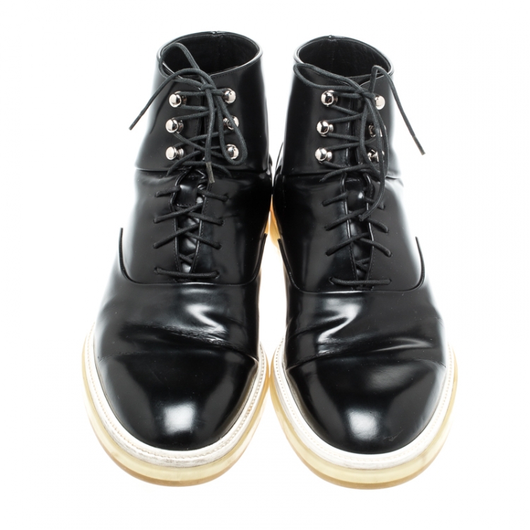 Pre Owned Dior Black Leather Ankle Boots Size 43