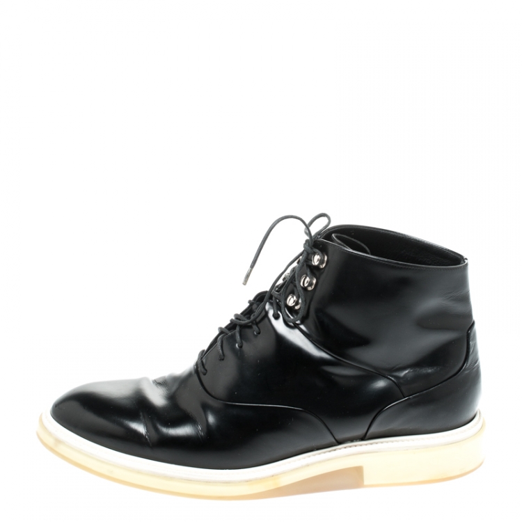 Pre Owned Dior Black Leather Ankle Boots Size 43