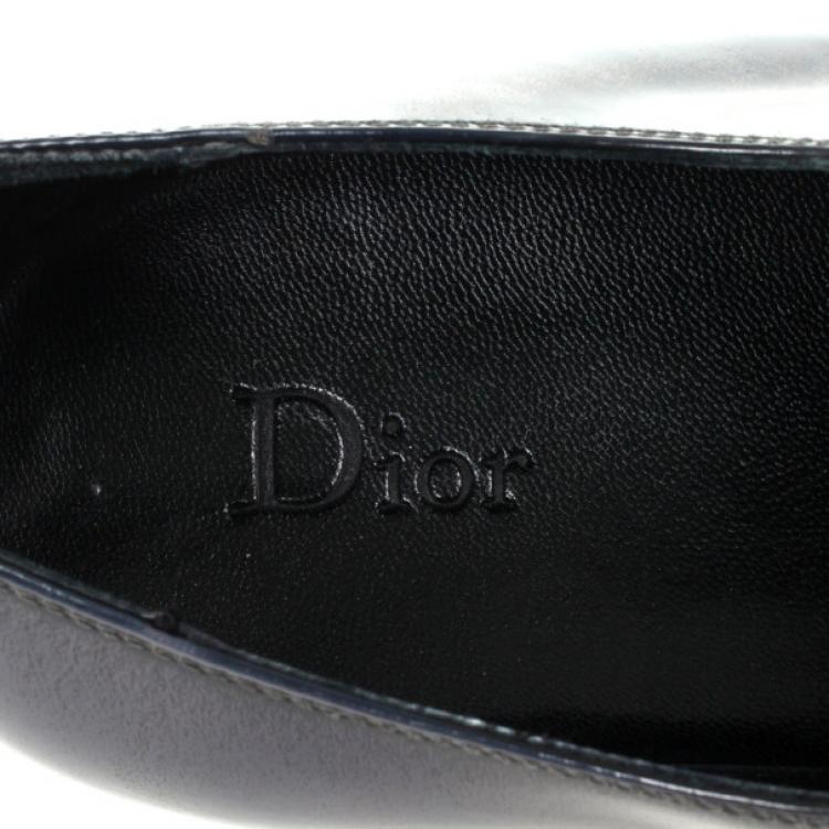 Pre Owned Christian Dior Grey Lace Up Dress Shoes Size 43