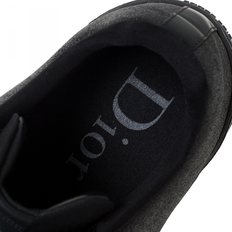 Pre Owned Dior Homme Black Glitter Leather And Leather Trim B17 Sneakers Size 41