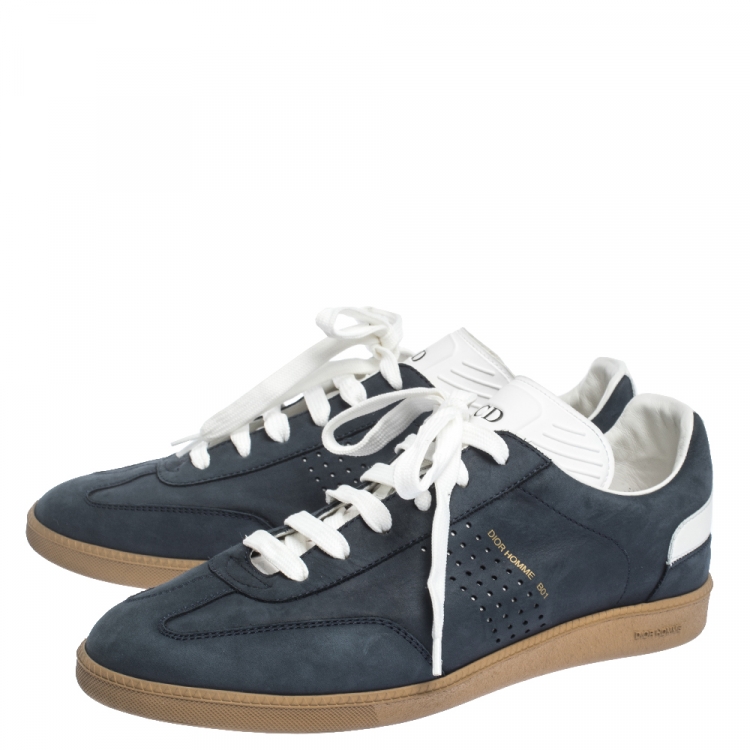 Pre Owned Dior Navy Blue Nubuck and Leather B01 Low Top Sneakers Size 40