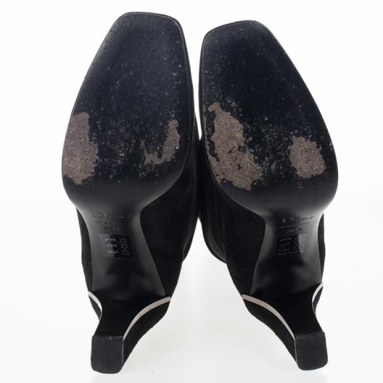 Pre Owned Dior Black Suede Knee Boots Size 39.5