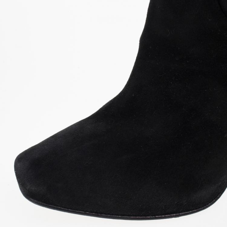 Pre Owned Dior Black Suede Knee Boots Size 39.5