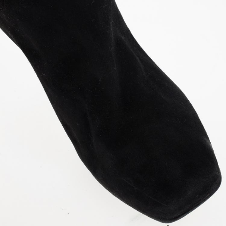 Pre Owned Dior Black Suede Knee Boots Size 39.5