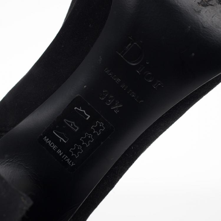Pre Owned Dior Black Suede Knee Boots Size 39.5