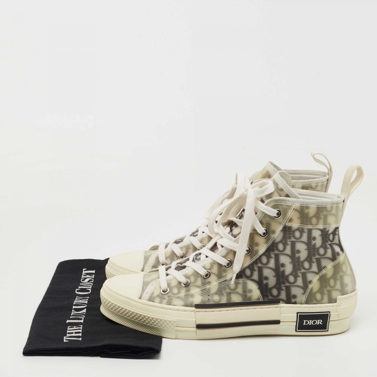 Pre Owned Dior White PVC and Mesh B23 High Top Sneakers Size 40