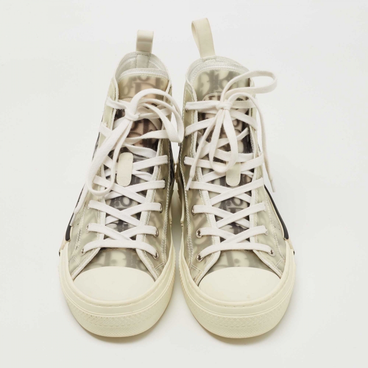 Pre Owned Dior White PVC and Mesh B23 High Top Sneakers Size 40