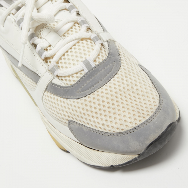 Pre Owned Dior White/Grey Mesh and Leather B22 Sneakers Size 43.5