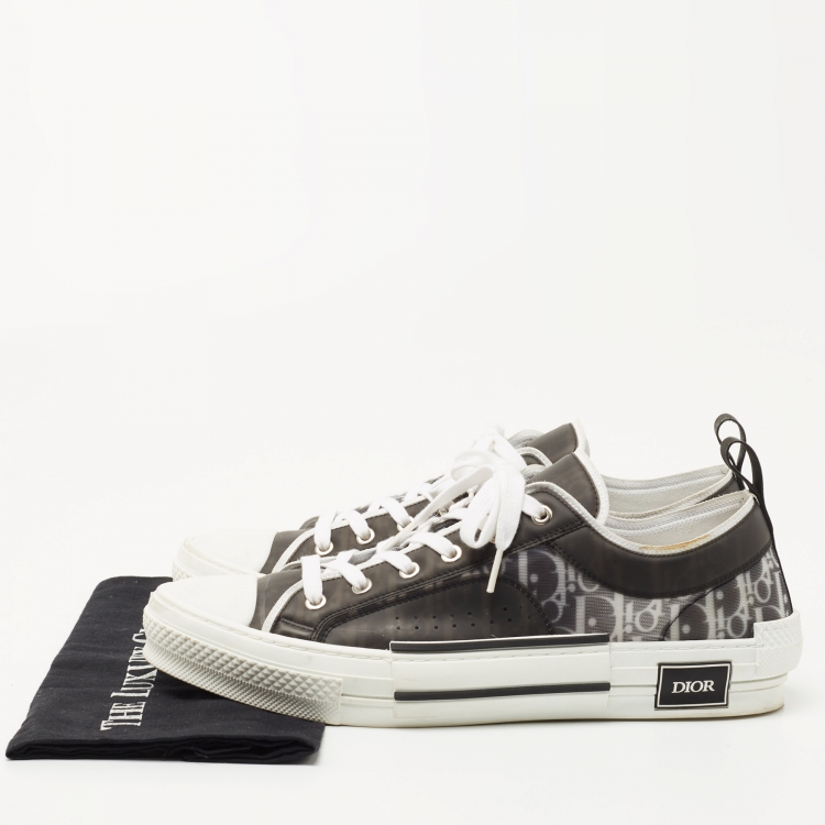 Pre Owned Dior Black/White Oblique Mesh and Rubber B23 Sneakers Size 46