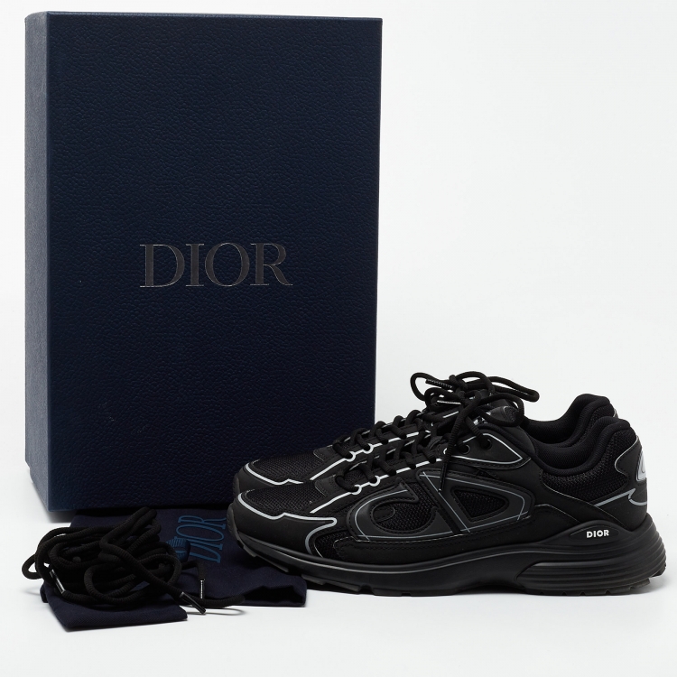 Pre Owned Dior Black/White Leather and Mesh B30 Sneakers Size 43