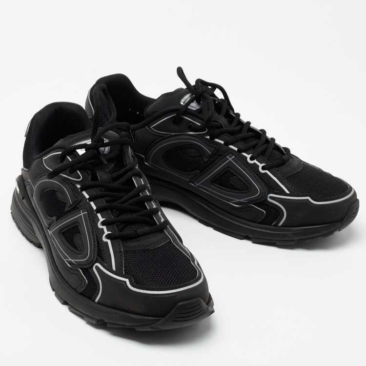 Pre Owned Dior Black/White Leather and Mesh B30 Sneakers Size 43