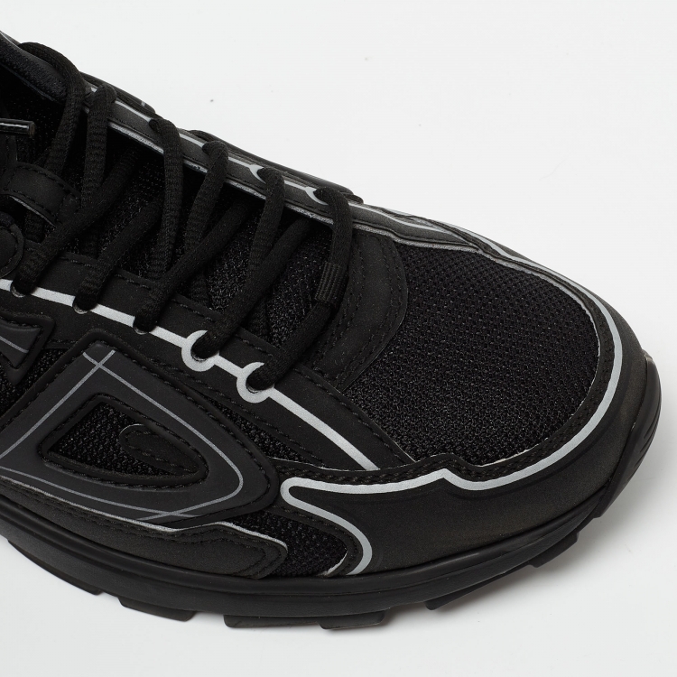 Pre Owned Dior Black/White Leather and Mesh B30 Sneakers Size 43