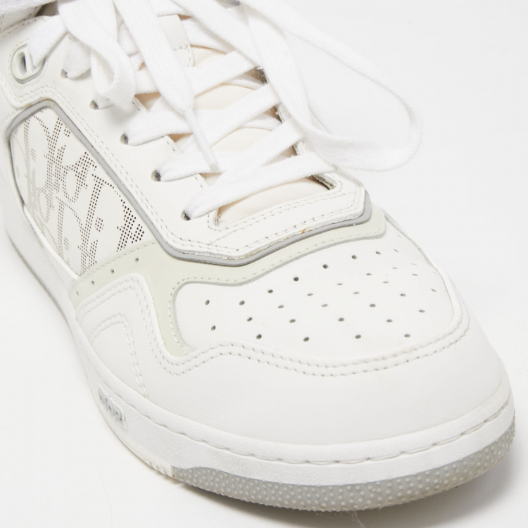 Pre Owned Dior White/Grey Leather B27 High Top Sneakers Size 42