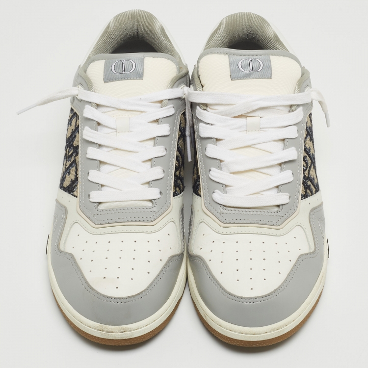 Pre Owned DIOR Grey/White Leather and Canvas B27 Low Top Sneakers Size 44