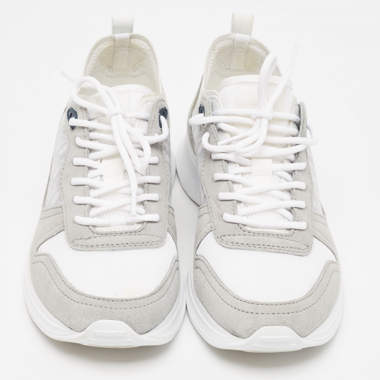 Pre Owned Dior Grey Oblique Mesh and Suede B25 Low Top Sneakers Size 41