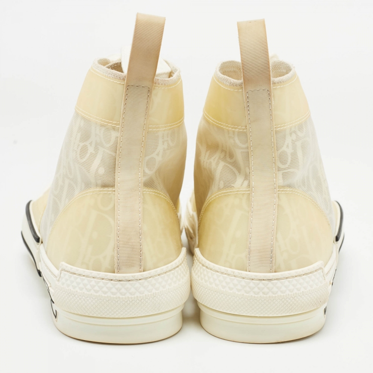 Pre Owned Dior Off White PVC and Mesh B23 High Top Sneakers Size 44
