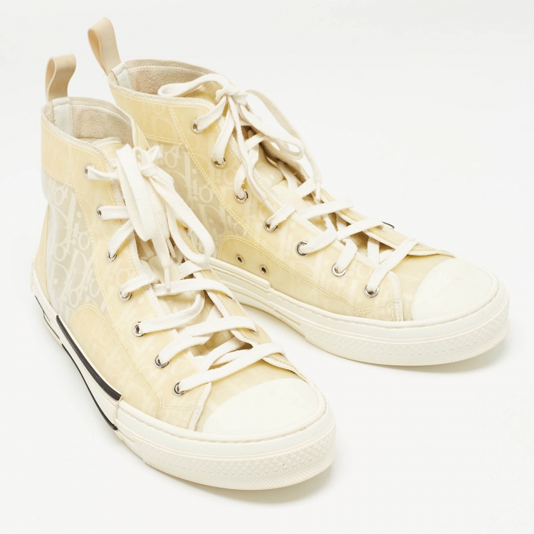 Pre Owned Dior Off White PVC and Mesh B23 High Top Sneakers Size 44