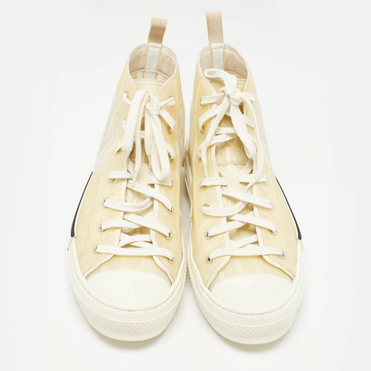 Pre Owned Dior Off White PVC and Mesh B23 High Top Sneakers Size 44