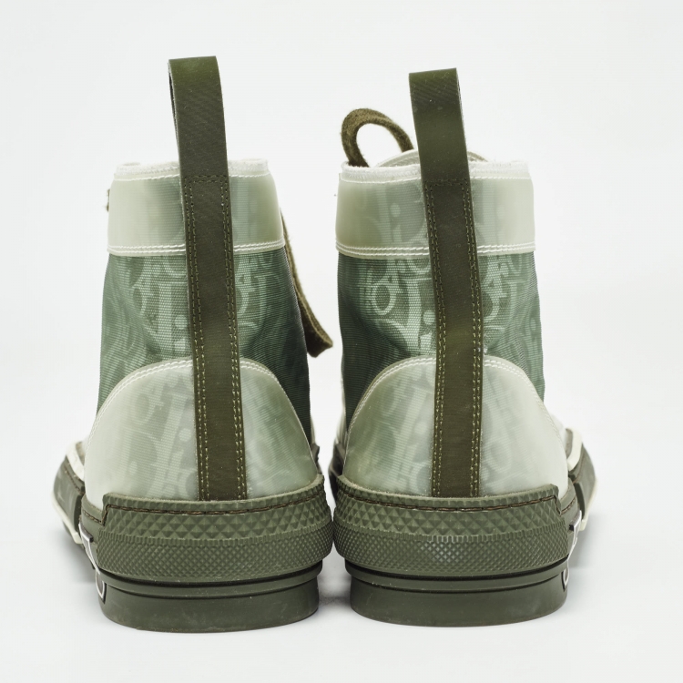 Pre Owned Dior Green PVC and Mesh  B23 High Top Sneakers Size 44