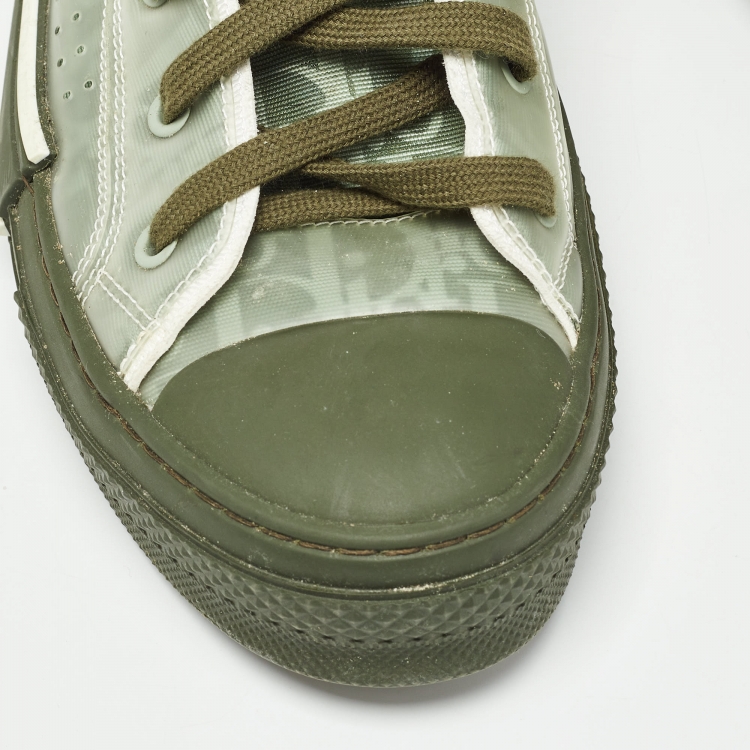 Pre Owned Dior Green PVC and Mesh  B23 High Top Sneakers Size 44