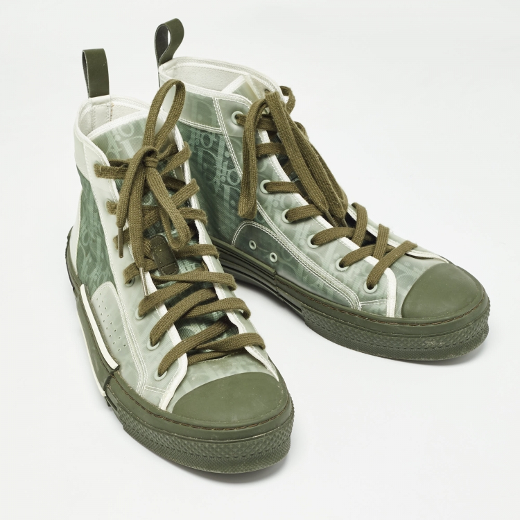 Pre Owned Dior Green PVC and Mesh  B23 High Top Sneakers Size 44