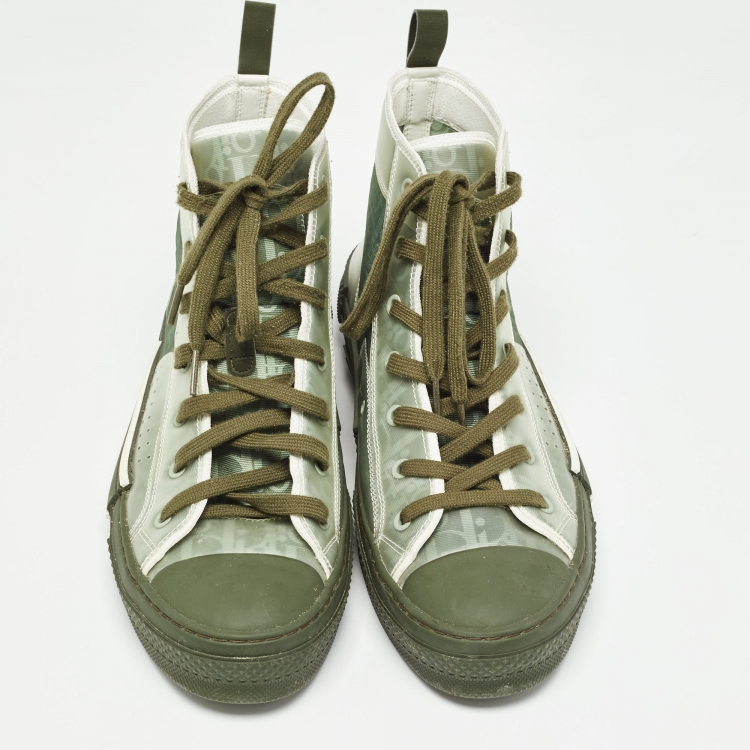 Pre Owned Dior Green PVC and Mesh  B23 High Top Sneakers Size 44