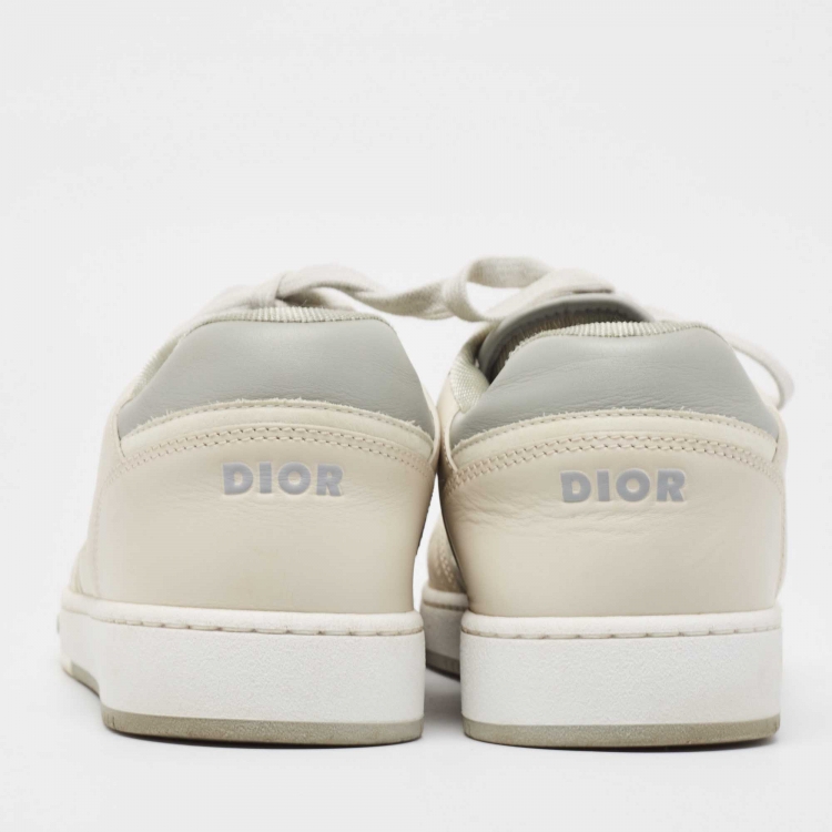 Pre Owned Dior Grey/Cream Leather b27 Low Top Sneakers Size 45