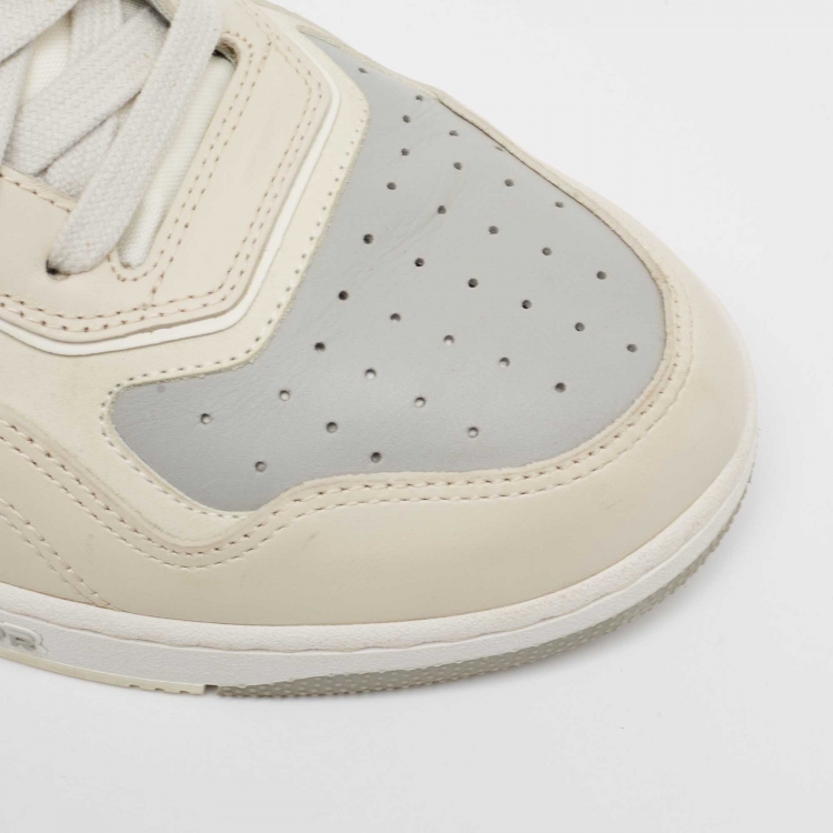 Pre Owned Dior Grey/Cream Leather b27 Low Top Sneakers Size 45
