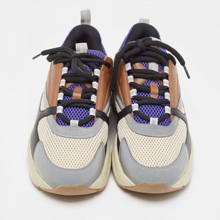 Pre Owned Dior Multicolor Leather and Mesh B22 Lace Up Sneakers Size 46