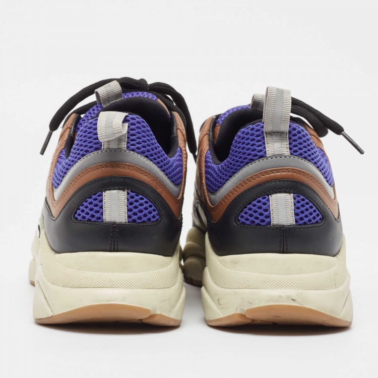 Pre Owned Dior Multicolor Leather and Mesh B22 Lace Up Sneakers Size 46