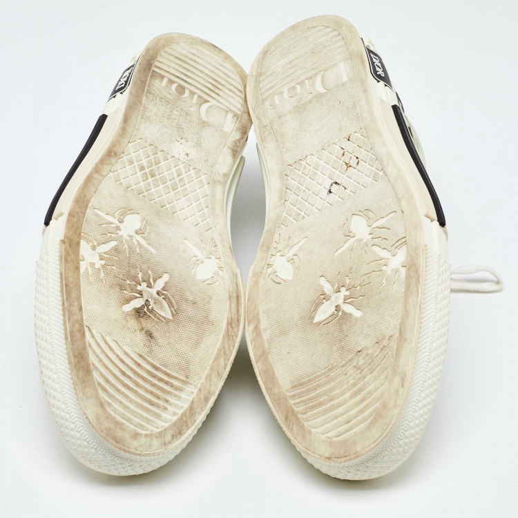Pre Owned Dior White/Grey Oblique Mesh and Rubber B23 Low Top Sneakers Size 45