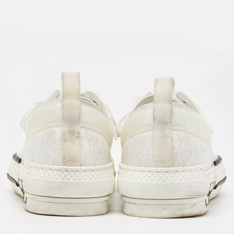 Pre Owned Dior White Oblique Mesh and Rubber B23 Sneakers Size 43
